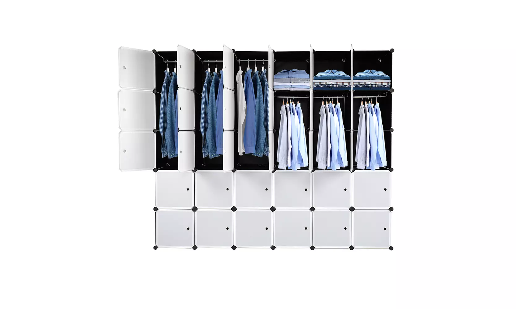 30 Cube Organizer Stackable Plastic Cube Storage Shelves Closet Cabinet - Primary Image