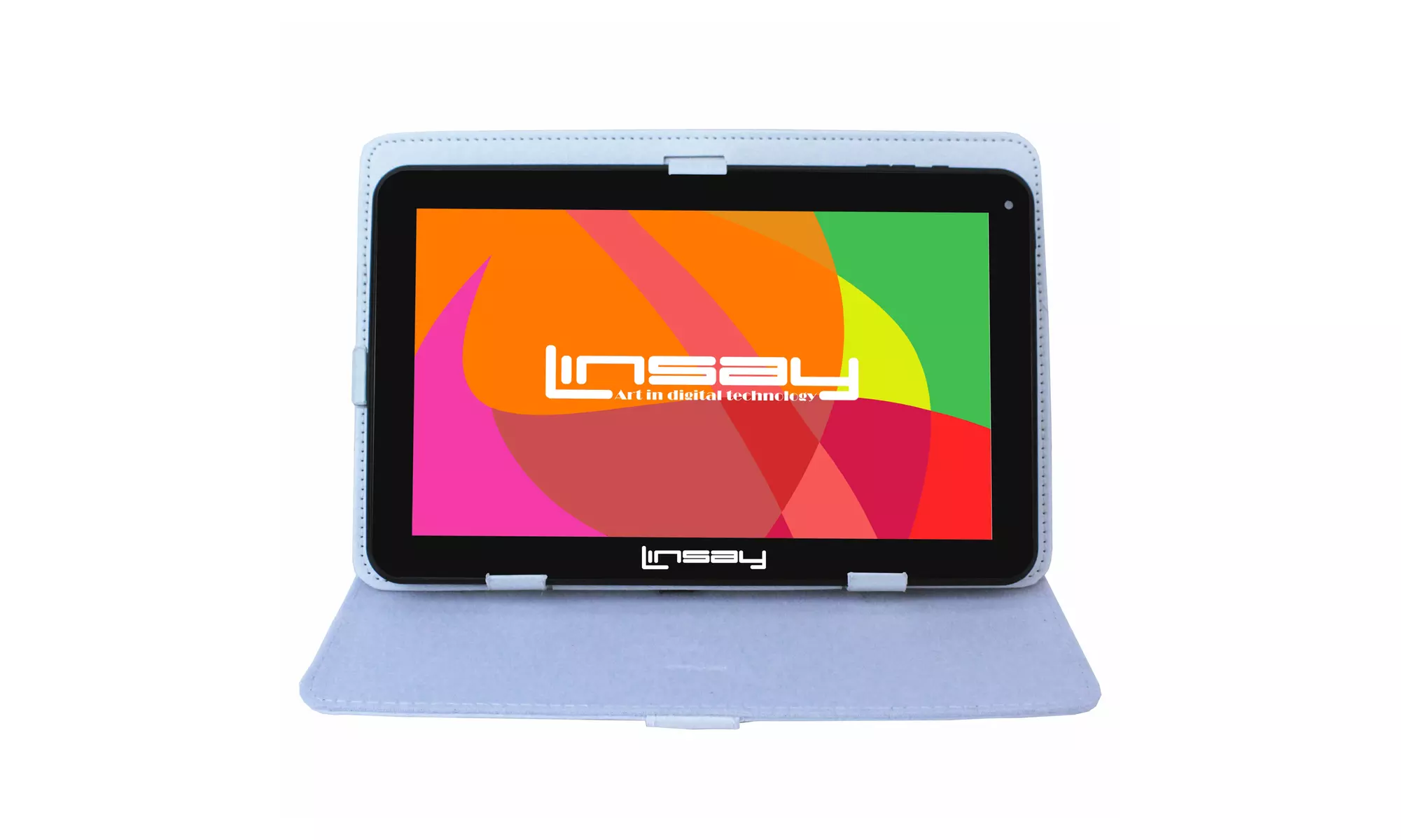 LINSAY 10" HD Quad Core 32GB Tablet with Leather Case Android 12 - Primary Image