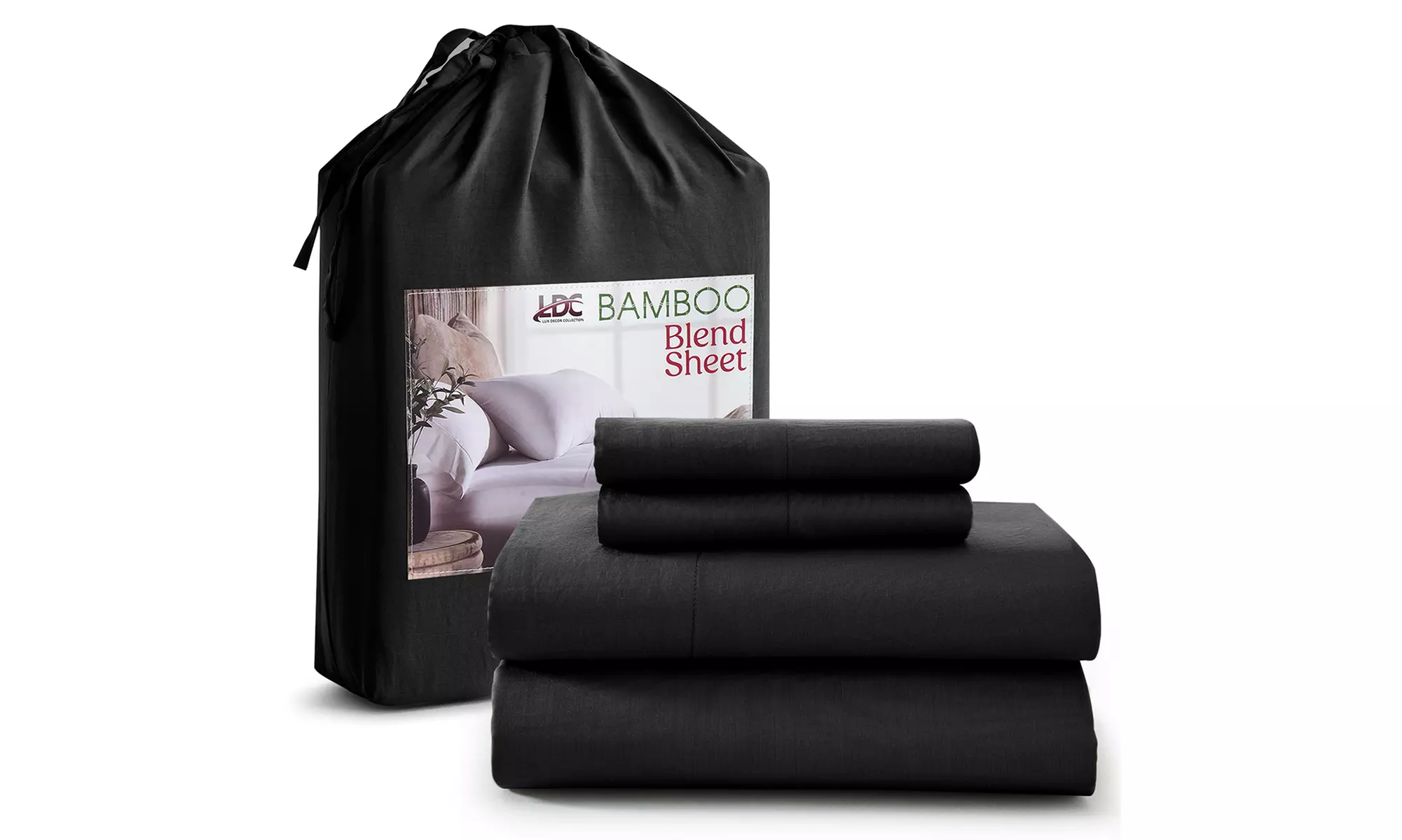 Lux Decor Luxurious Bamboo 4PC Bed Sheet Set Deep Pocket Super Soft Cool Bedding