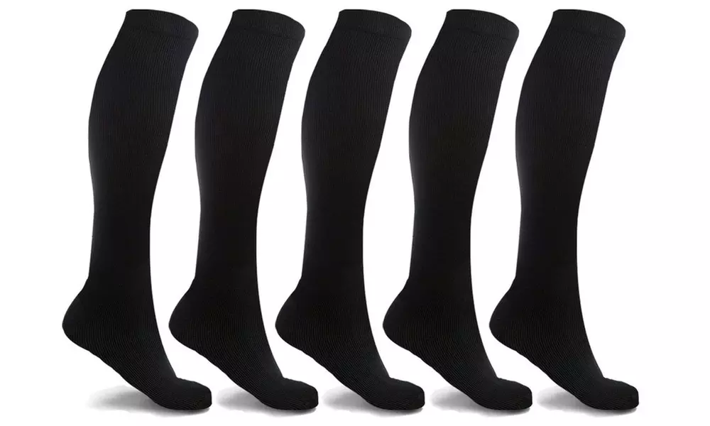 XTF Black All Day Relief Knee High Compression Socks (5-Pairs) - Second Medium