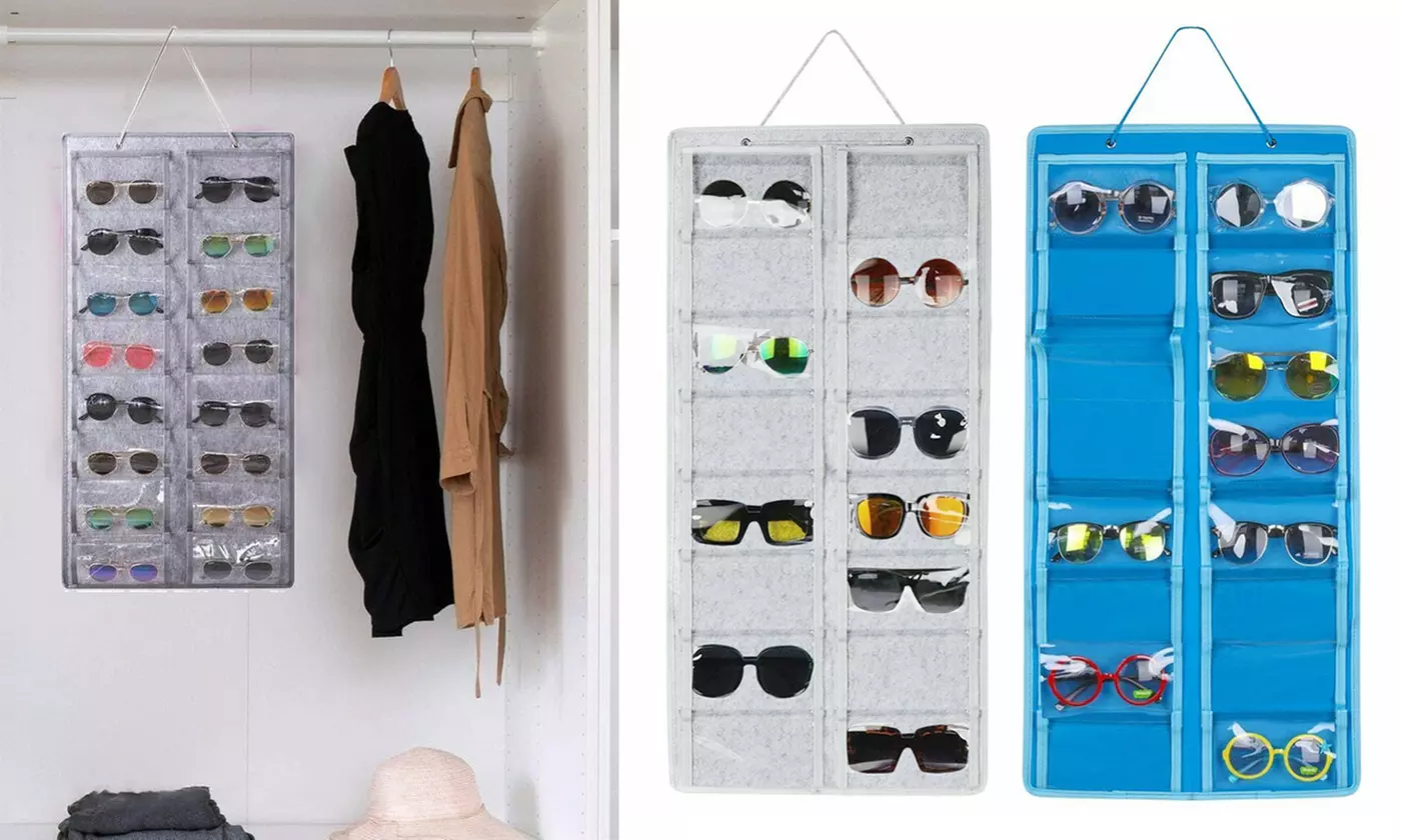 Hanging Sunglasses Organizer Storage Wall Door Pocket Glasses Holder Display Bag - Primary Image