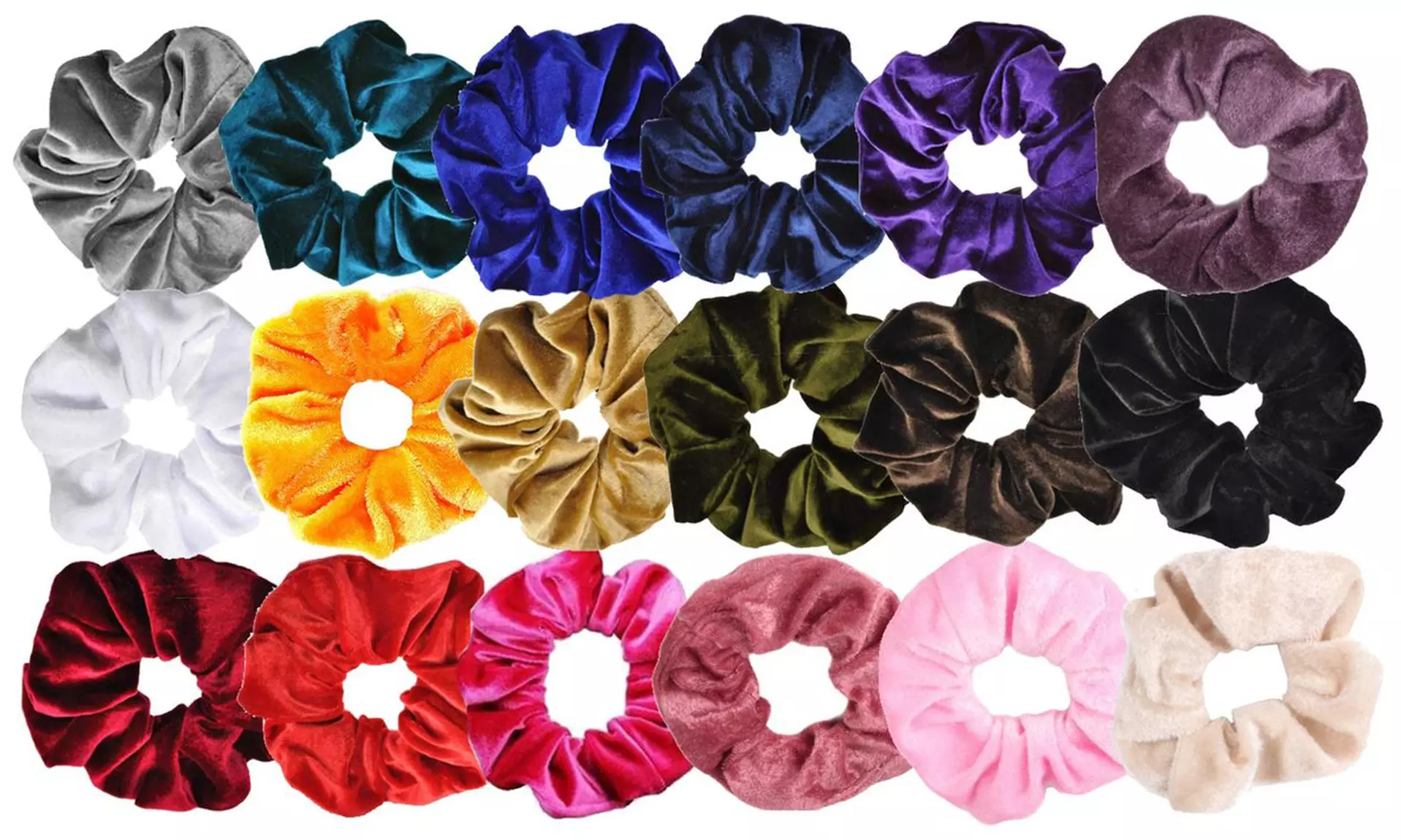 Brilliant Soft Velvet Elastic Hair Ties Scrunchies - 18 Pack