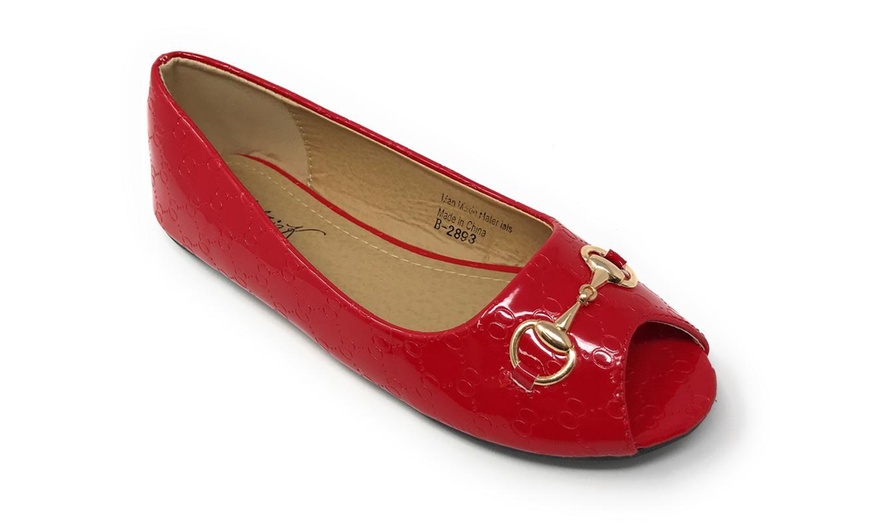 red designer flats