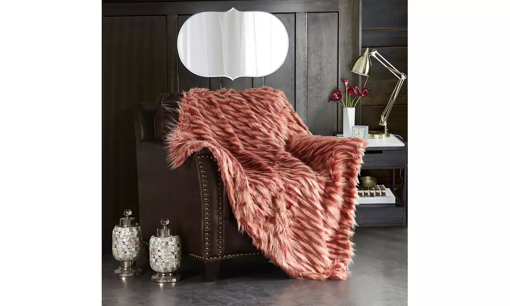 Monica Throw Blanket Faux Fur Super Soft Ultra Plush Micromink Two-Tone Design - Primary Image