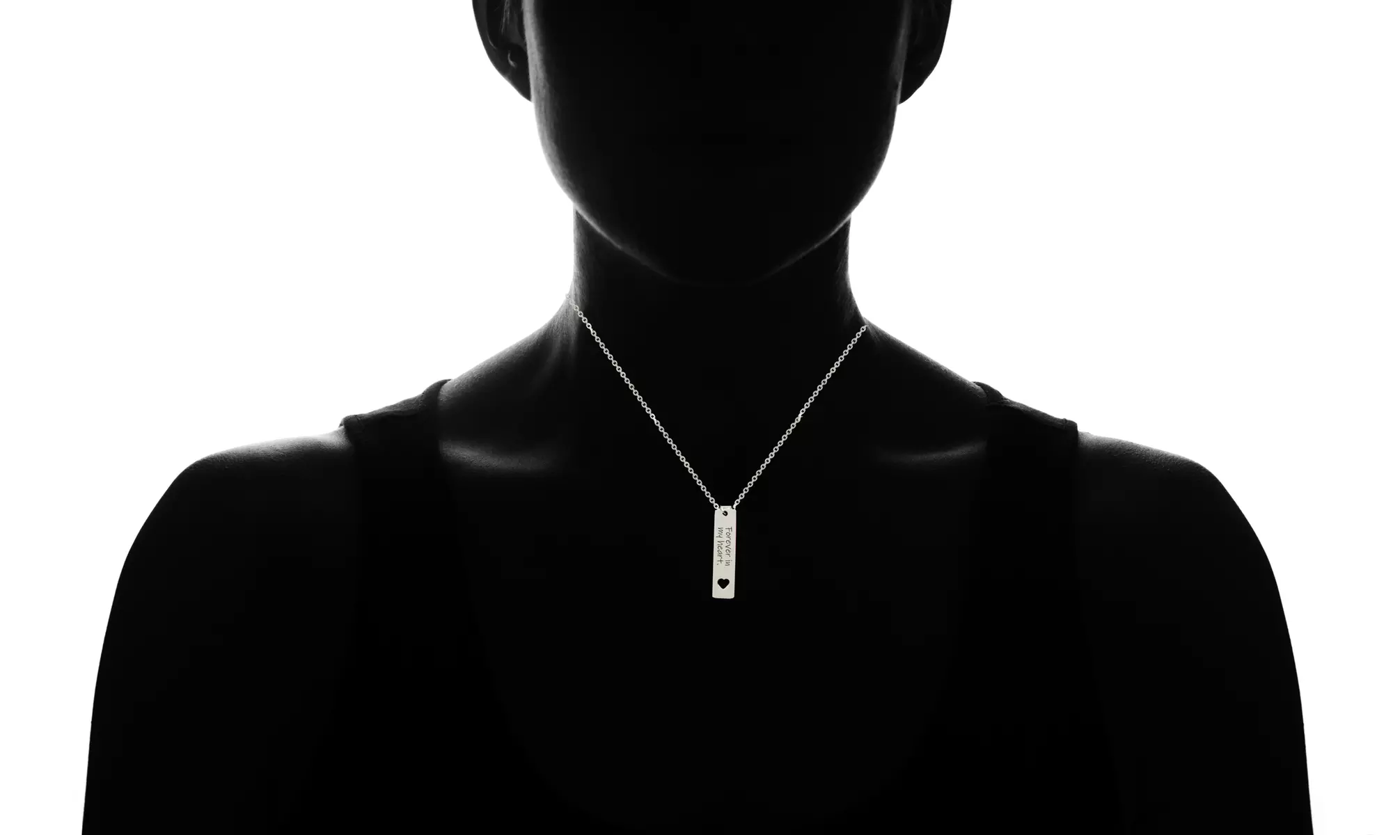 Inspirational Vertical Heart Bar Necklace By Pink Box - Second Medium