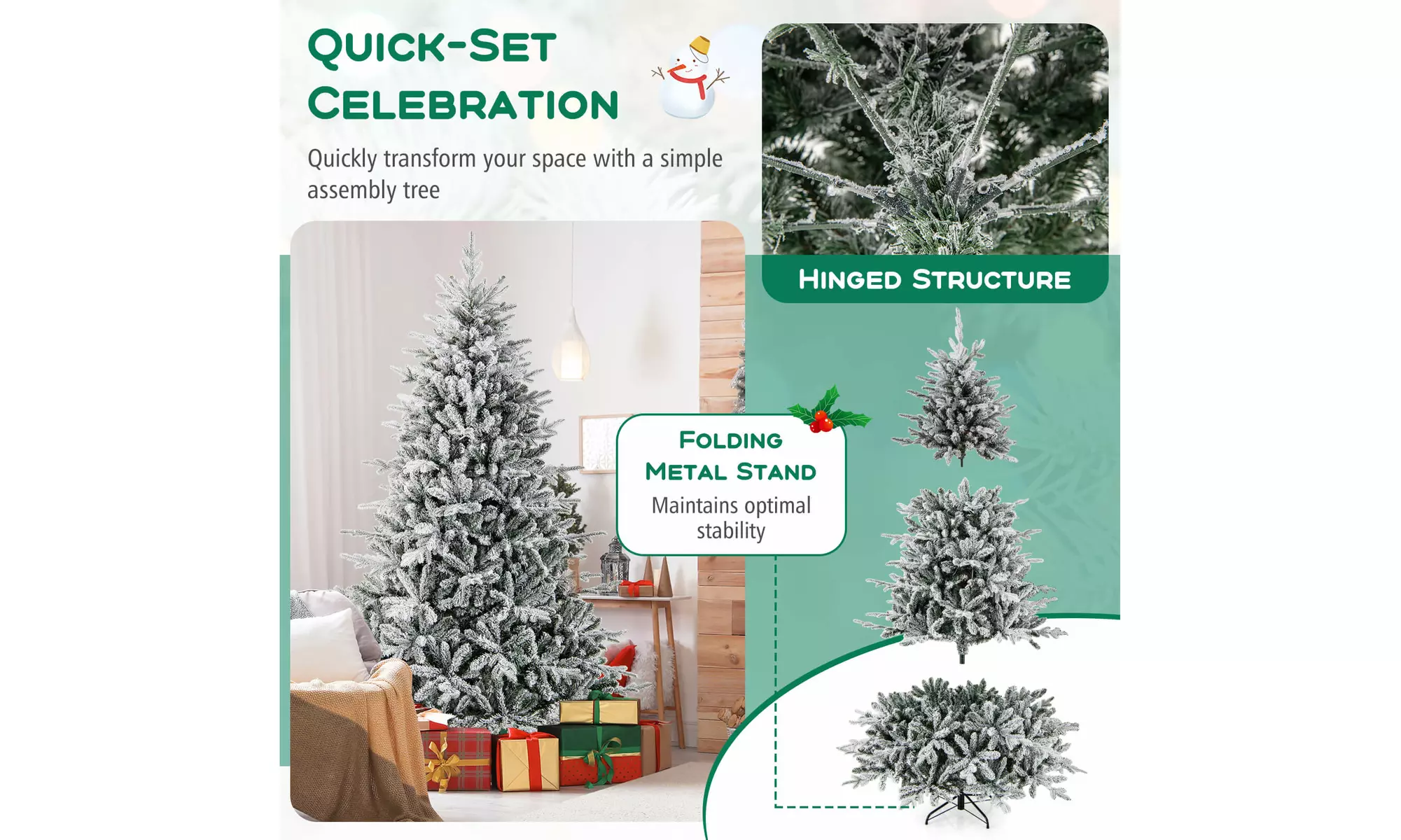 Costway 4.5/6/7 FT Christmas Tree with 8 Lighting Modes Multi-Color LED Lights