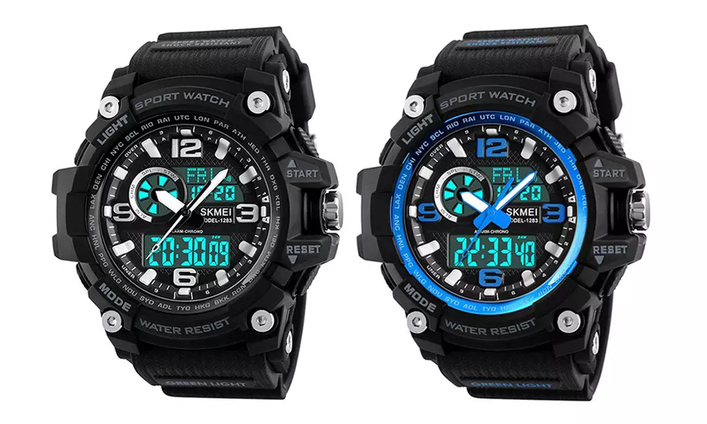SKMEI Waterproof Dual Timezone Men's Digital Sports Watch  Military Wristwatch - Primary Image