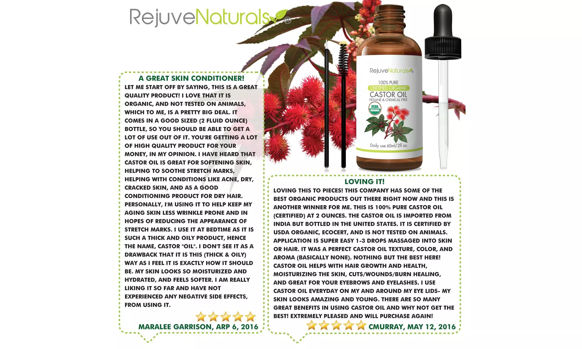 Organic Castor Oil - USDA Certified Organic, 100% Pure, Cold Pressed - Second Medium