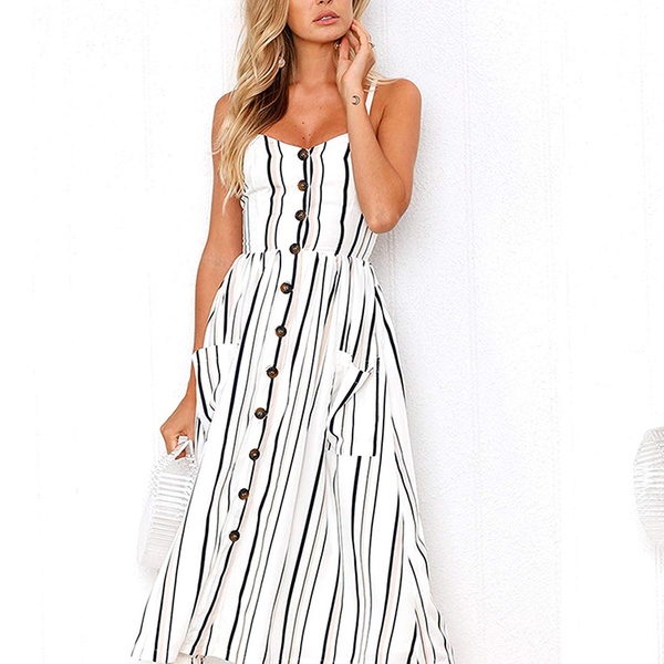 spaghetti strap button down dress