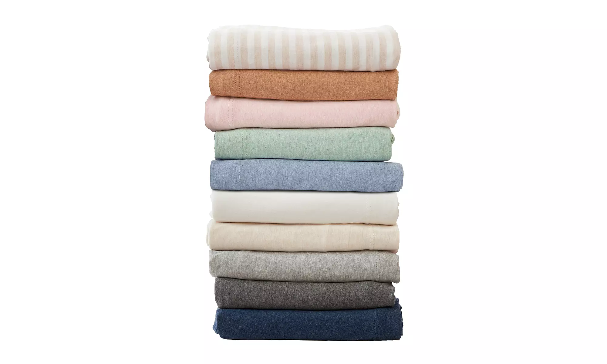 FreshFolds Ultra-Soft Cotton Heathered Melange Jersey Knit Sheet Set