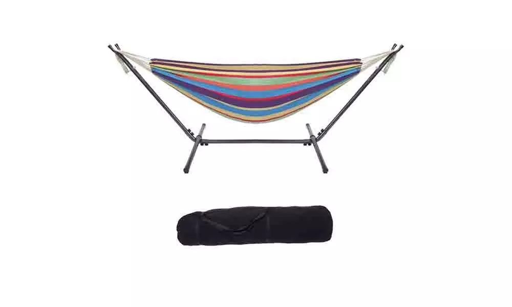 Hammock Set (Hammock Frame Small Color Bar Hammock) Natural Rope - Primary Image