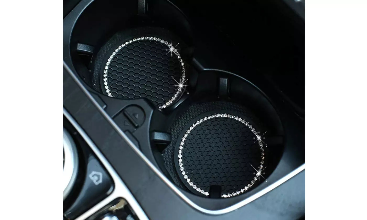 2Pcs Bling Coasters Car Cup Holder Insert Universal Mug Anti Slip 