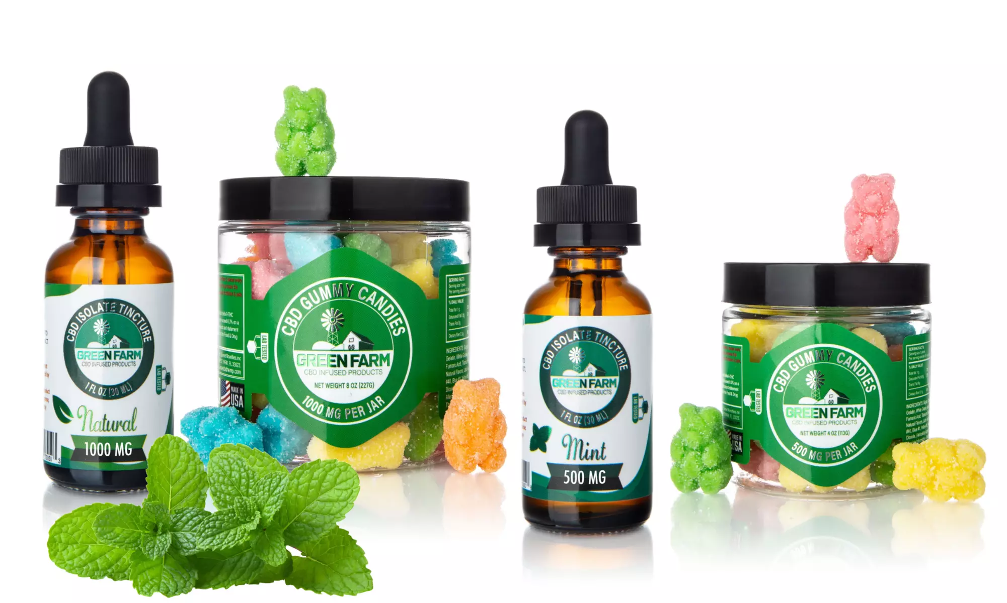 1000MG or 2000MG Bundle Extra Strong CBD Gummies & CBD Oil Tincture (Green Farm) - Primary Image