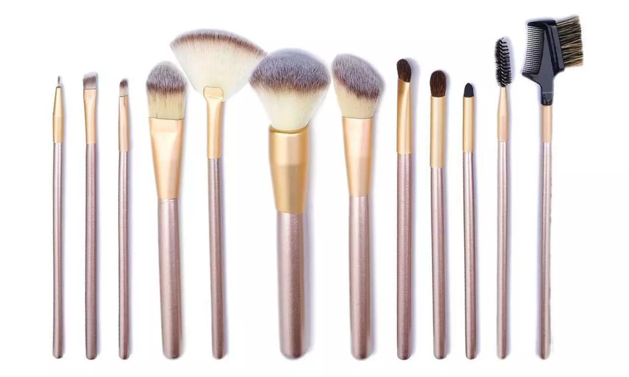 Ivory Makeup Brush Set with Traveling Case (12 Piece)