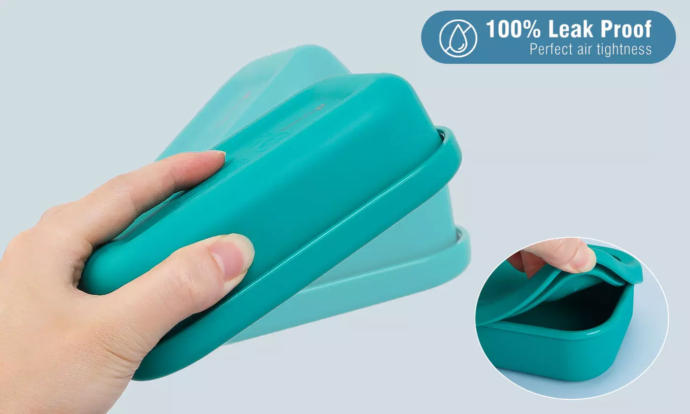 Leak Proof Silicone Soap Container with Draining Layer Portable Travel Soap Case