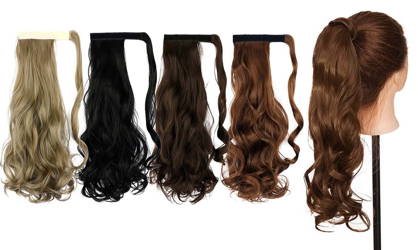 Women Long Curly Wavy Wrap Around Ponytail Extension Synthetic Hair Piece Clip