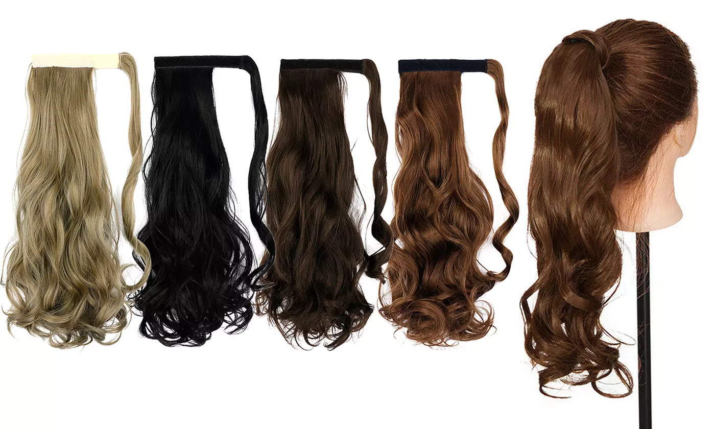 Women Long Curly Wavy Wrap Around Ponytail Extension Synthetic Hair Piece Clip