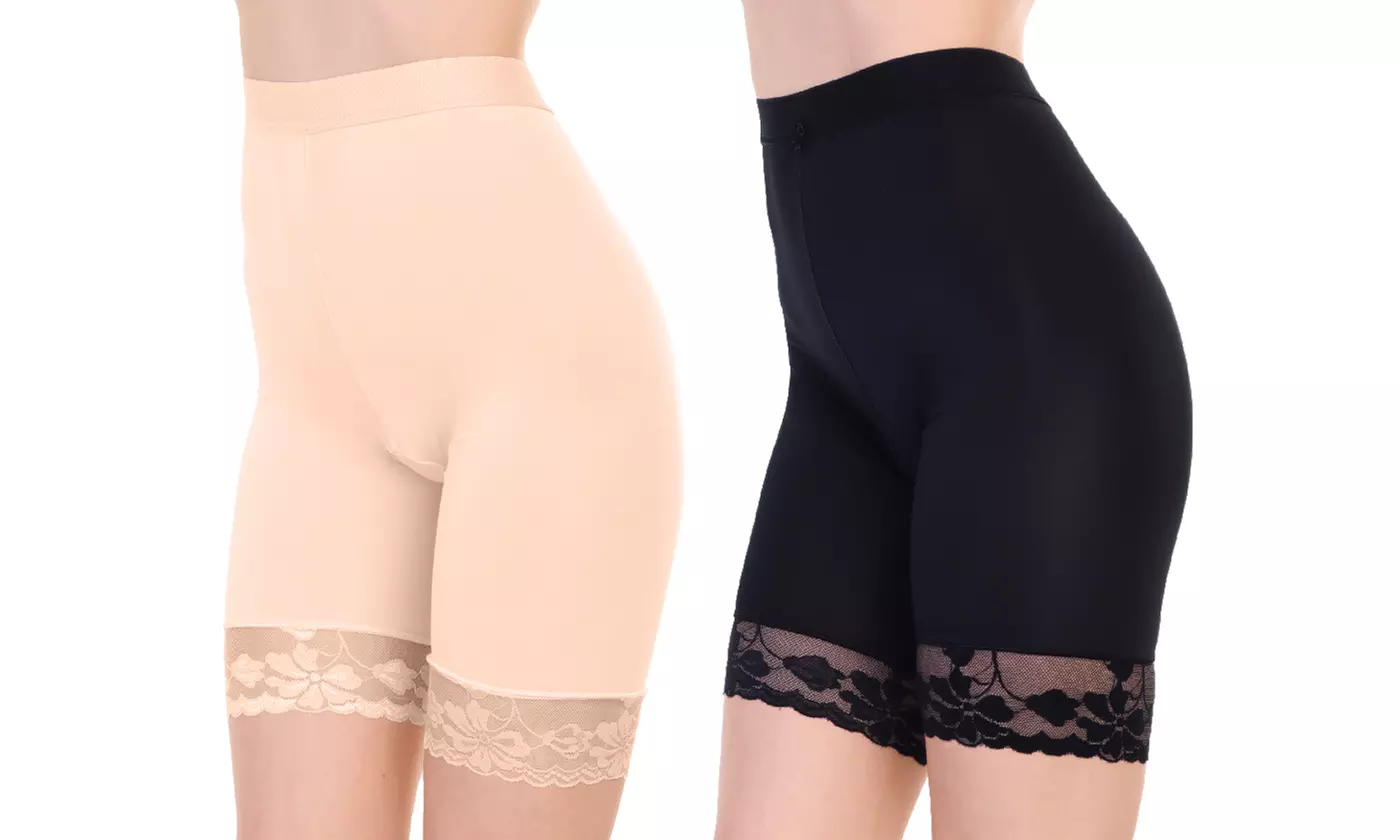 Satin High-Waist Safety Underpants Liner Slip with Lace Accent S-5X, 3 or 6 Pack