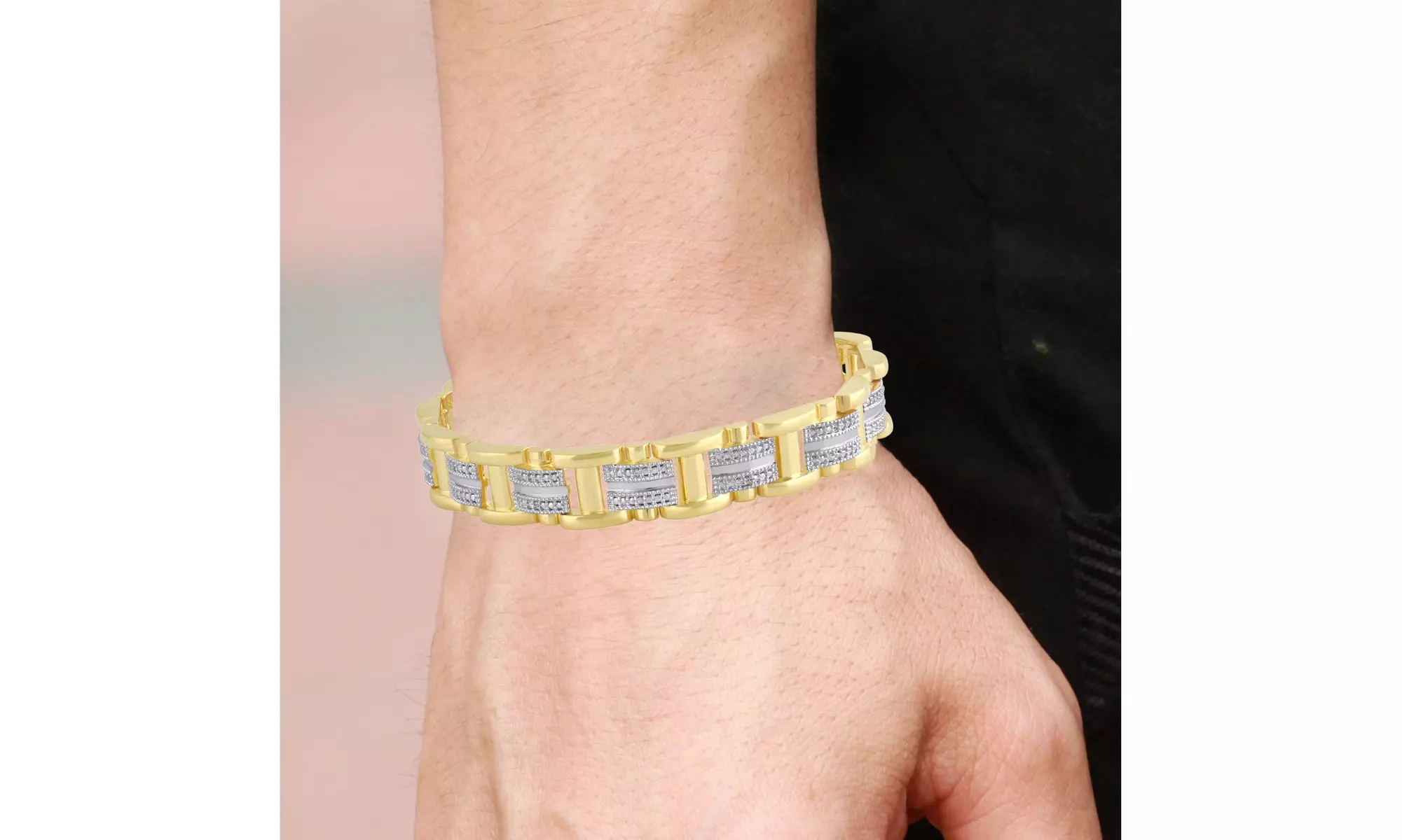 18K Gold Plated Diamond Accent Men's Bracelets by Brilliant Diamond