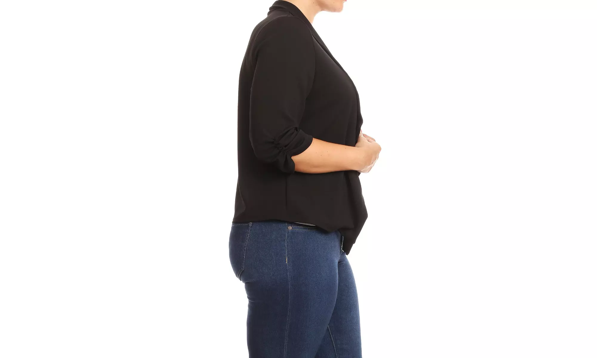 Women's Casual Plus Size Solid Open Front Blazer Jacket 
