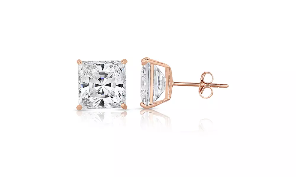 4.00 CTTW Princess Cut Studs Made With Crystals From Swarovski