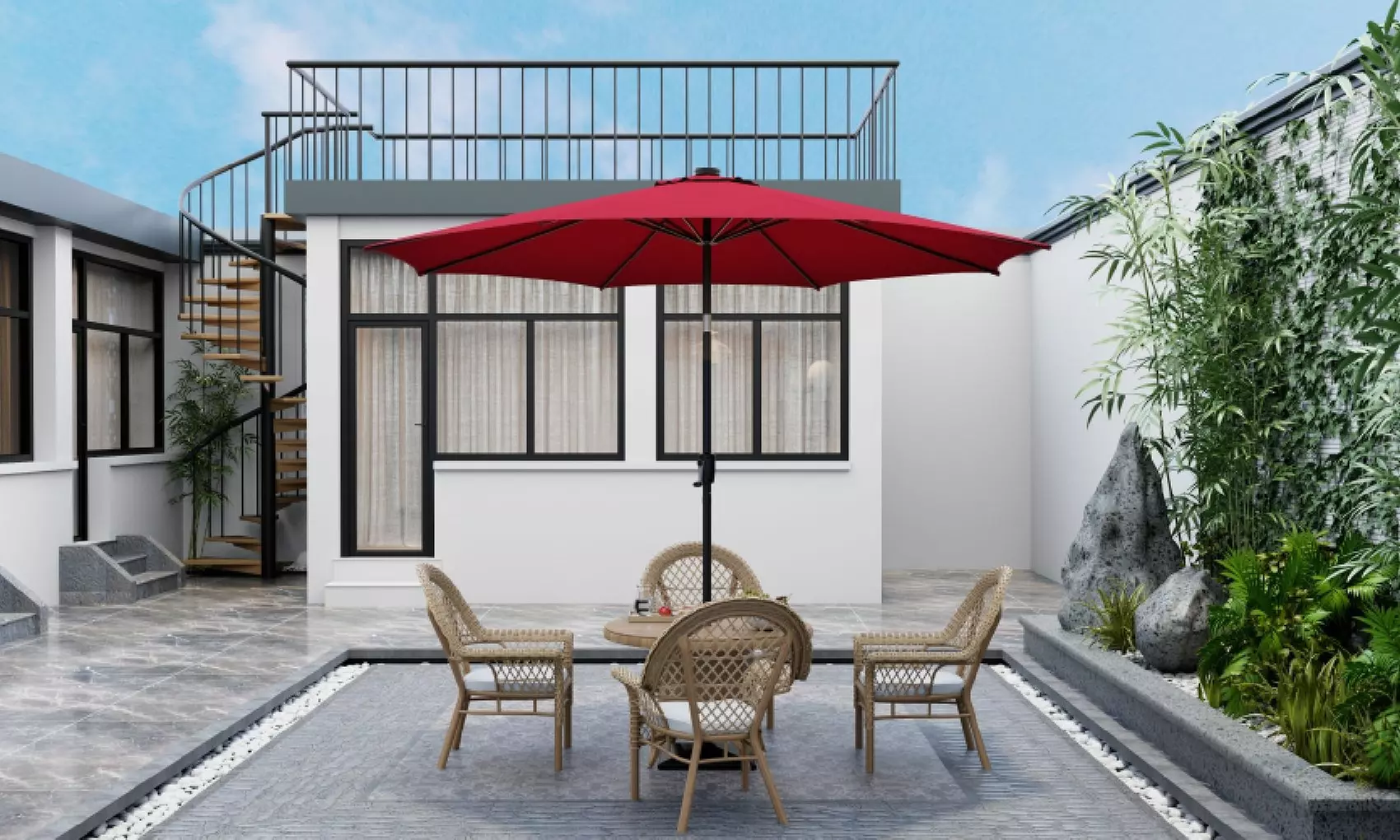 Costway 10 FT LED Solar Lighted Patio Umbrella With Crank Tilt