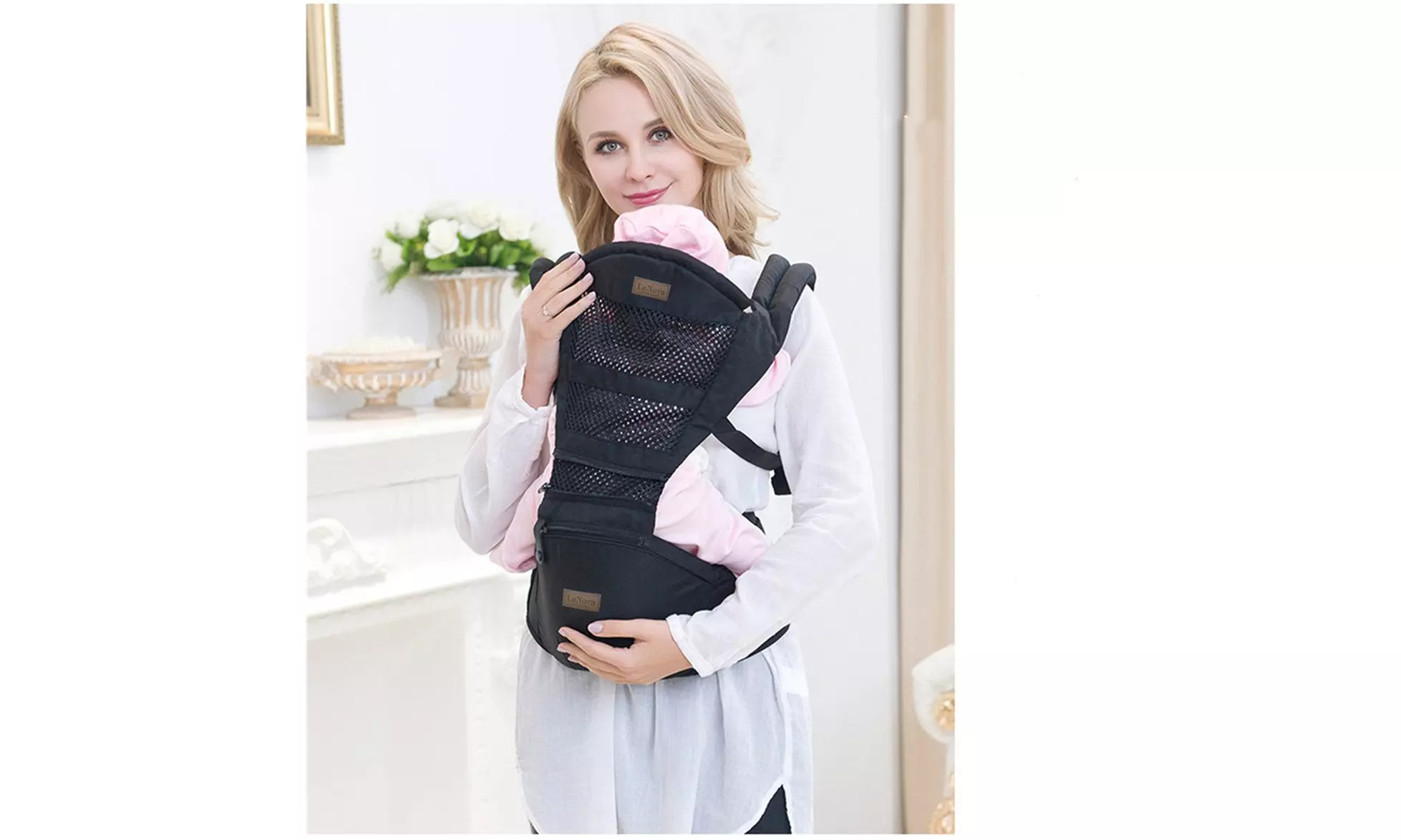 LaNova Hip Seat 6 Position Front Backpack  Adjustable Waistband Baby Carrier  - Primary Image