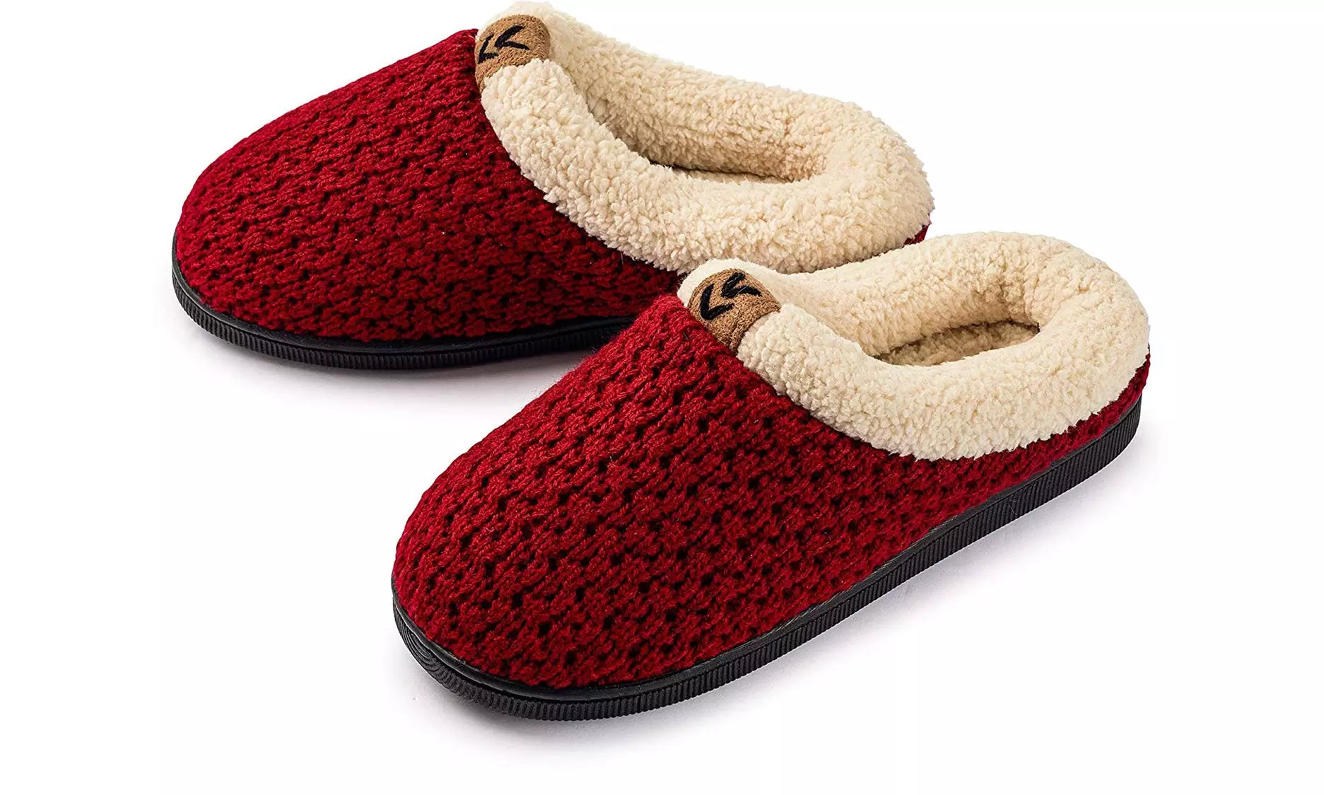 Pupeez Girls Sweater Knit Slippers Fleece Lined House Shoe - Second Medium