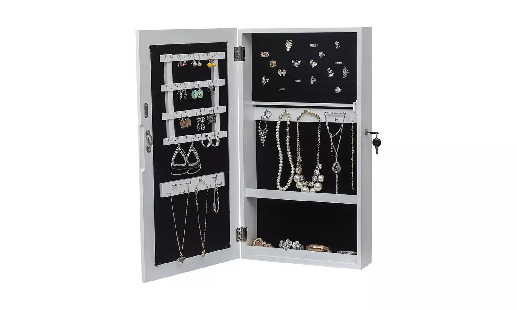 Jewelry Cabinet Armoire with Mirror, Wall-Mounted Space Saving Jewelry Storage  - Primary Image