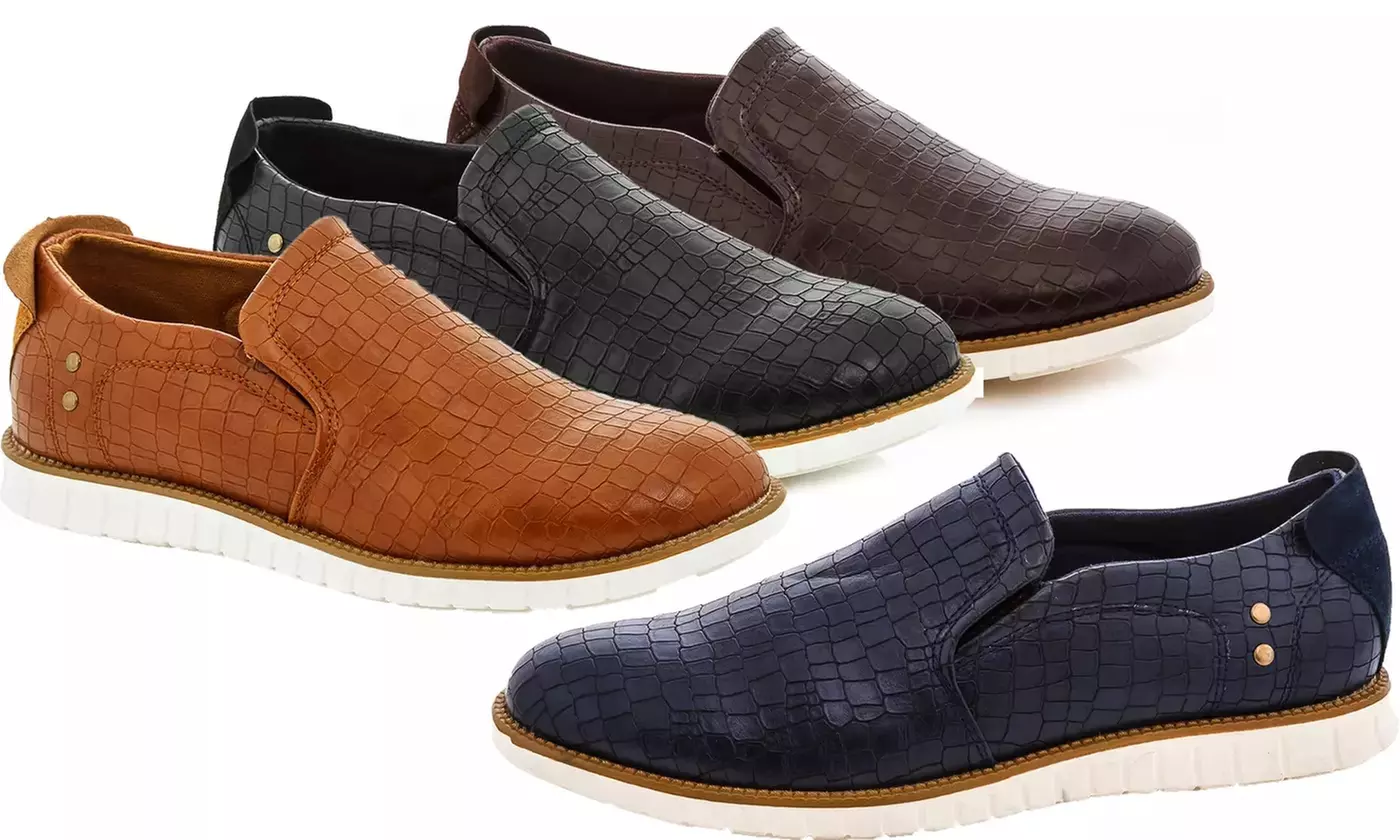 Franco Vanucci Men's Faux Croc Embossed Slip-on Casual Shoes - Narrow Width - Primary Image