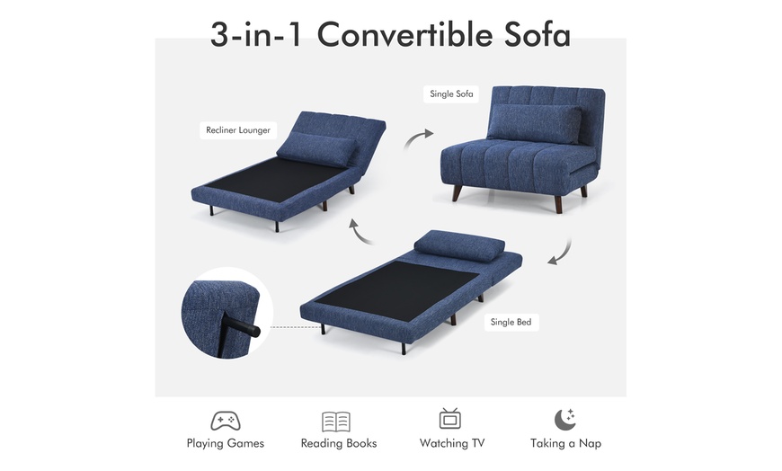 Costway Beige/Grey/Blue Sofa Bed Convertible 3 Position Folding Sleeper ...