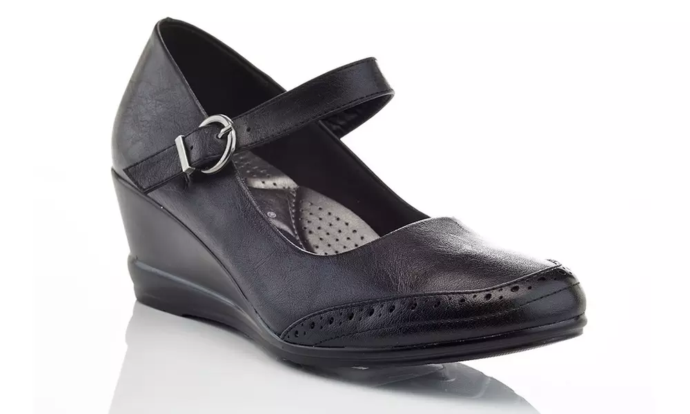 Rasolli Women's Virginia Mary Jane Wedge Pumps