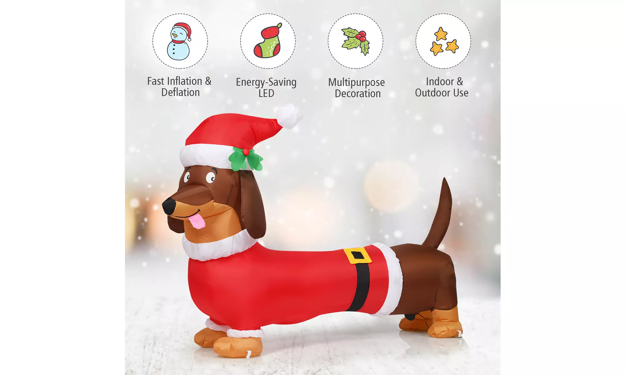 Costway 5 FT Inflatable Christmas Dog w/ LED Lights Blow Up