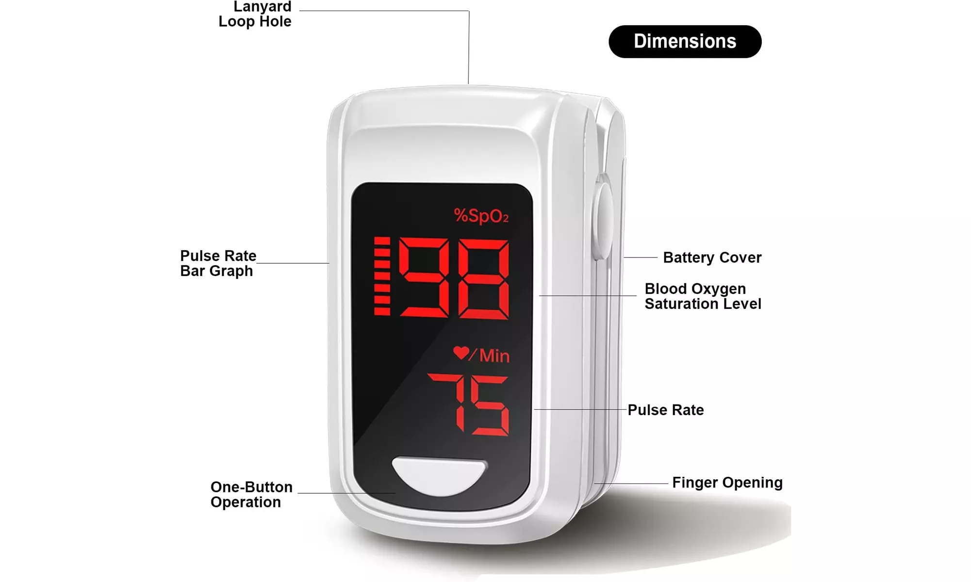 Bluetooth Fingertip Pulse Oximeter Blood Oxygen Saturation  - Primary Image