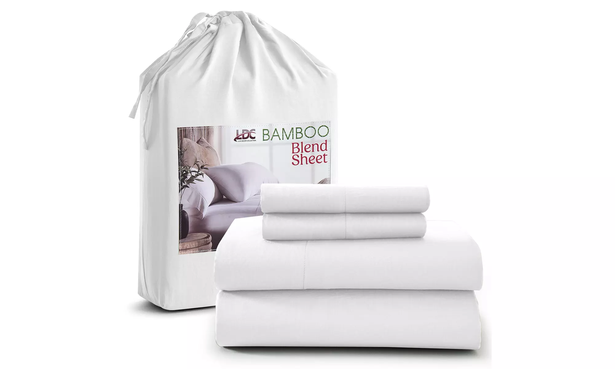 Lux Decor Luxurious Bamboo 4PC Bed Sheet Set Deep Pocket Super Soft Cool Bedding