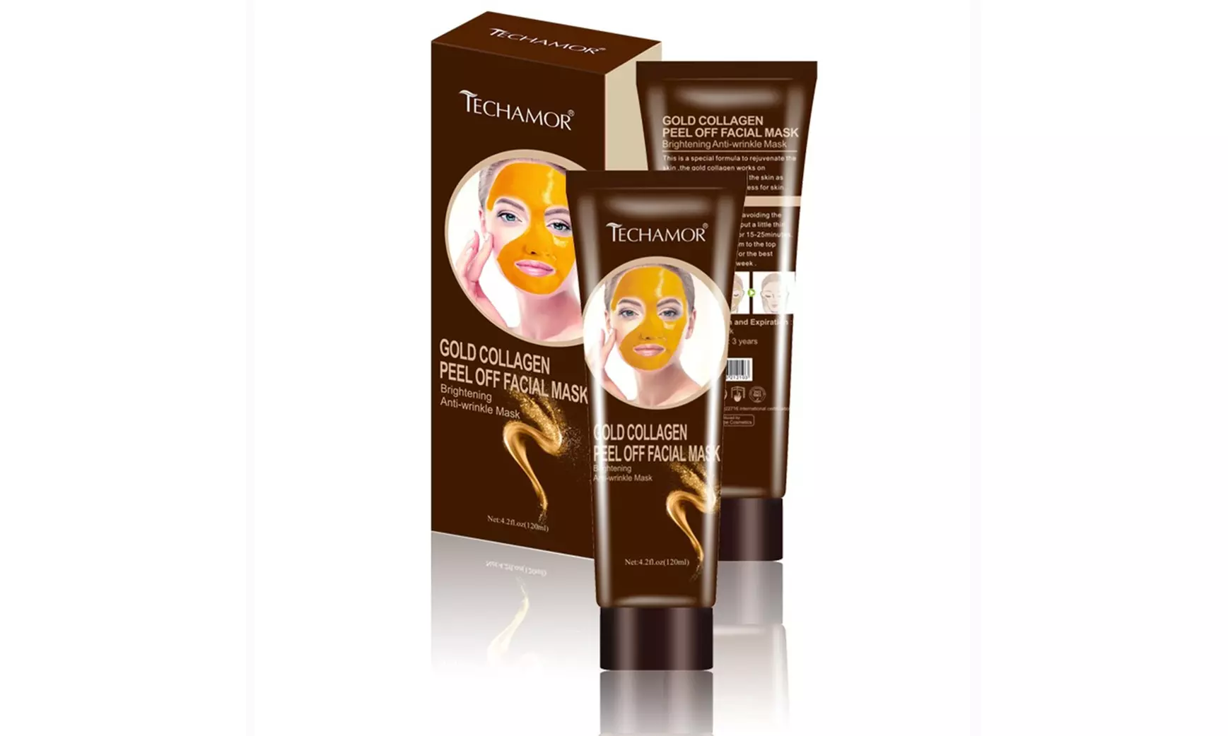 TECHAMOR Gold Collagen Peel off Facial Mask Britening Witening - Primary Image