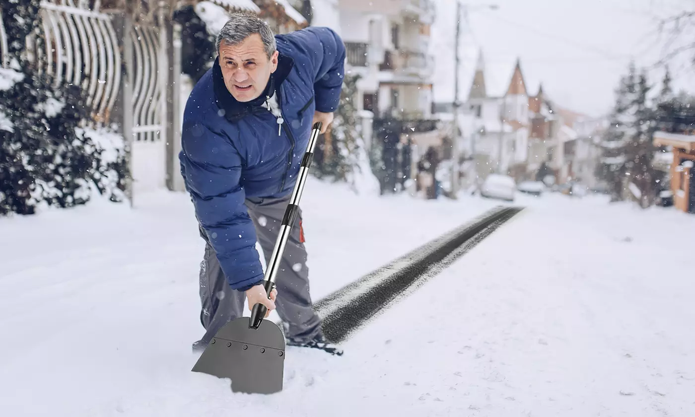 iMounTEK 54" Flat Snow Shovel & Ice Scraper with Manganese Steel Ice Chopper