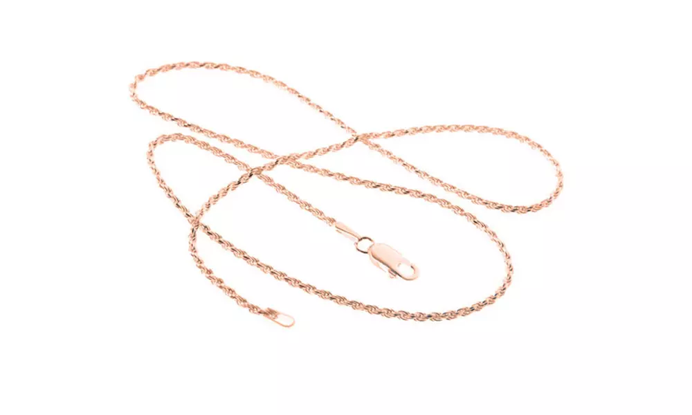 Italian Made Solid Sterling Silver Rope Chains in 18k Rose Gold - Primary Image