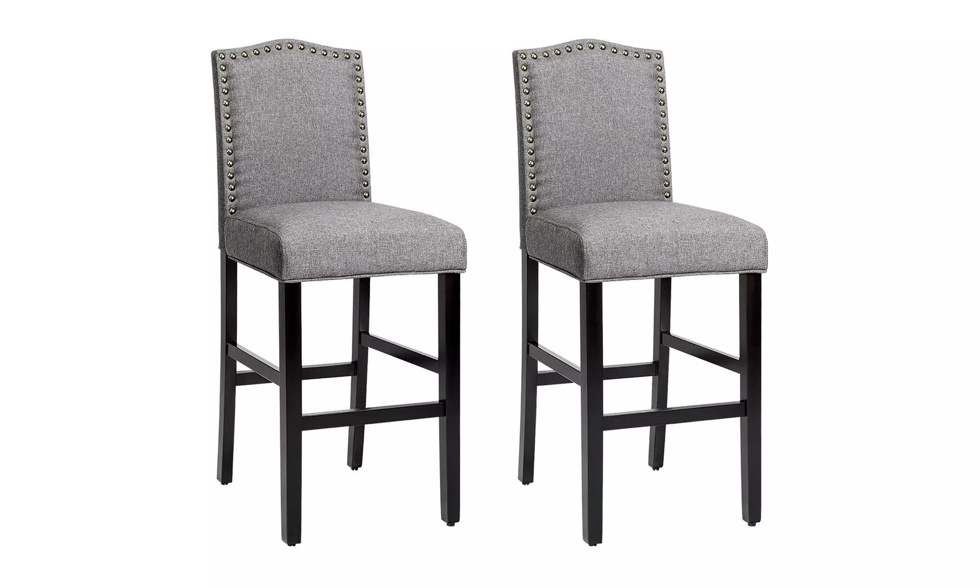 Costway Set of 2 Bar Stools 30'' Upholstered Kitchen Chairs Gray - Primary Image