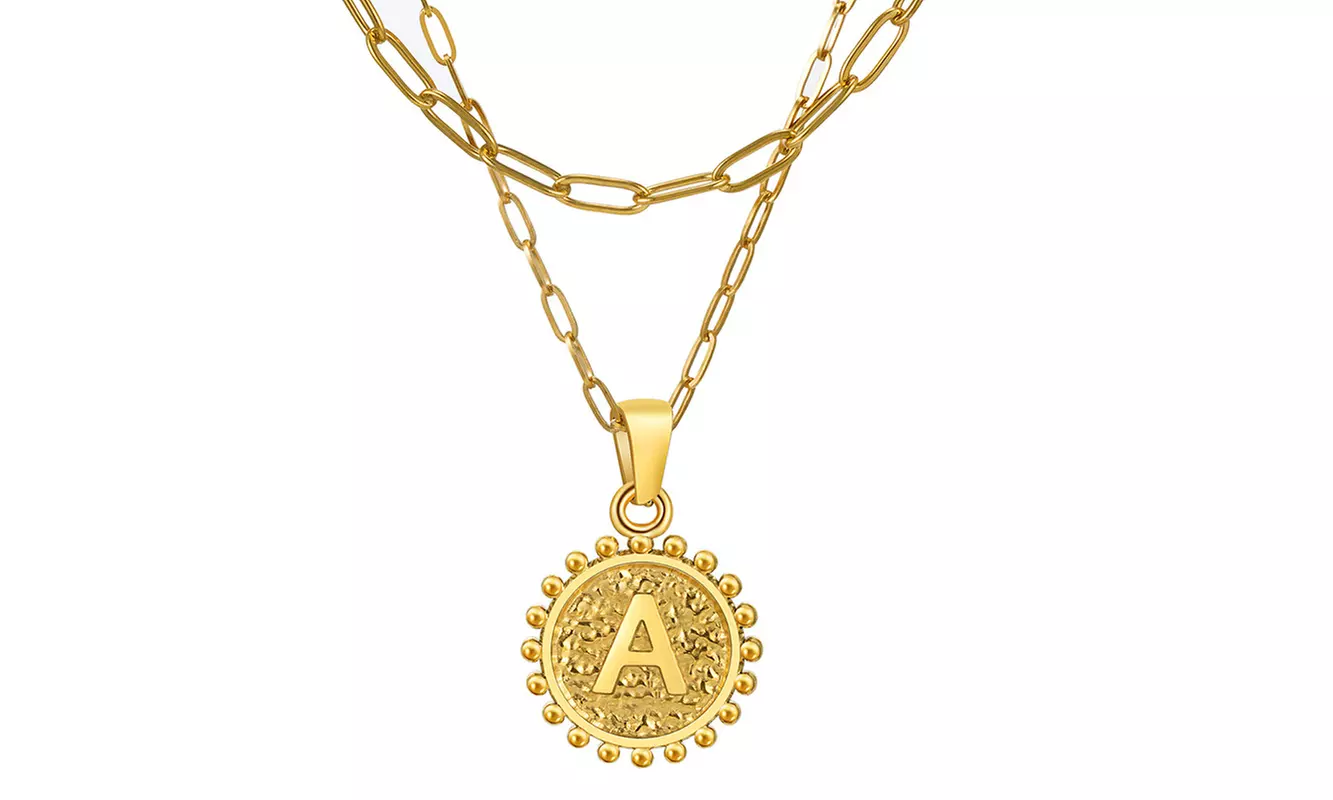 14K Gold Plated Layering Paperclip Chain Necklace Initial A-Z Letter Necklace 