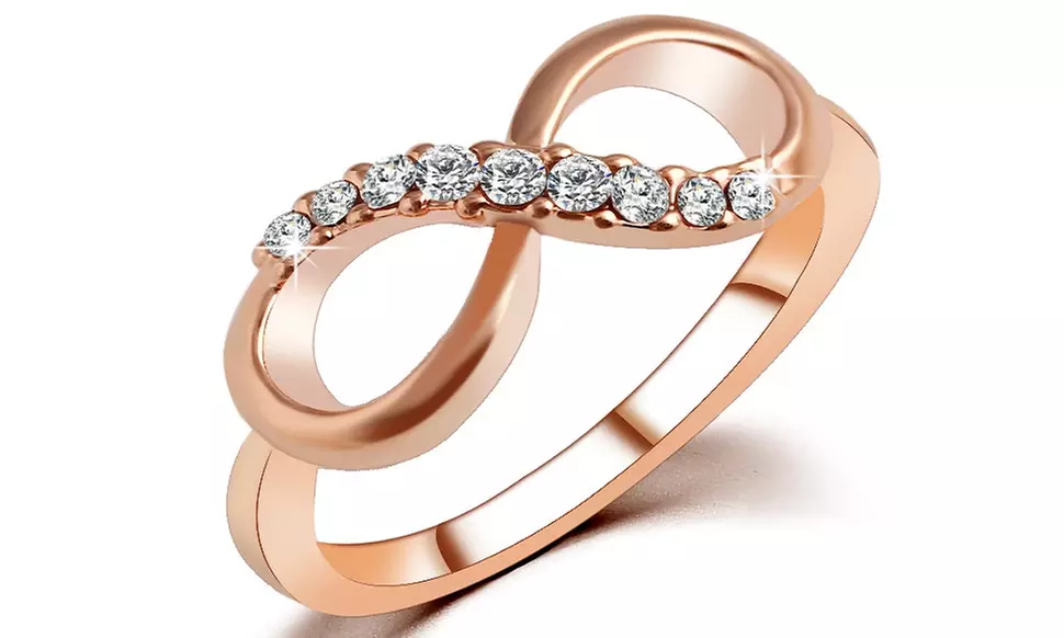 New Design Fashion Alloy Crystal Gold Color Infinity Ring - Primary Image
