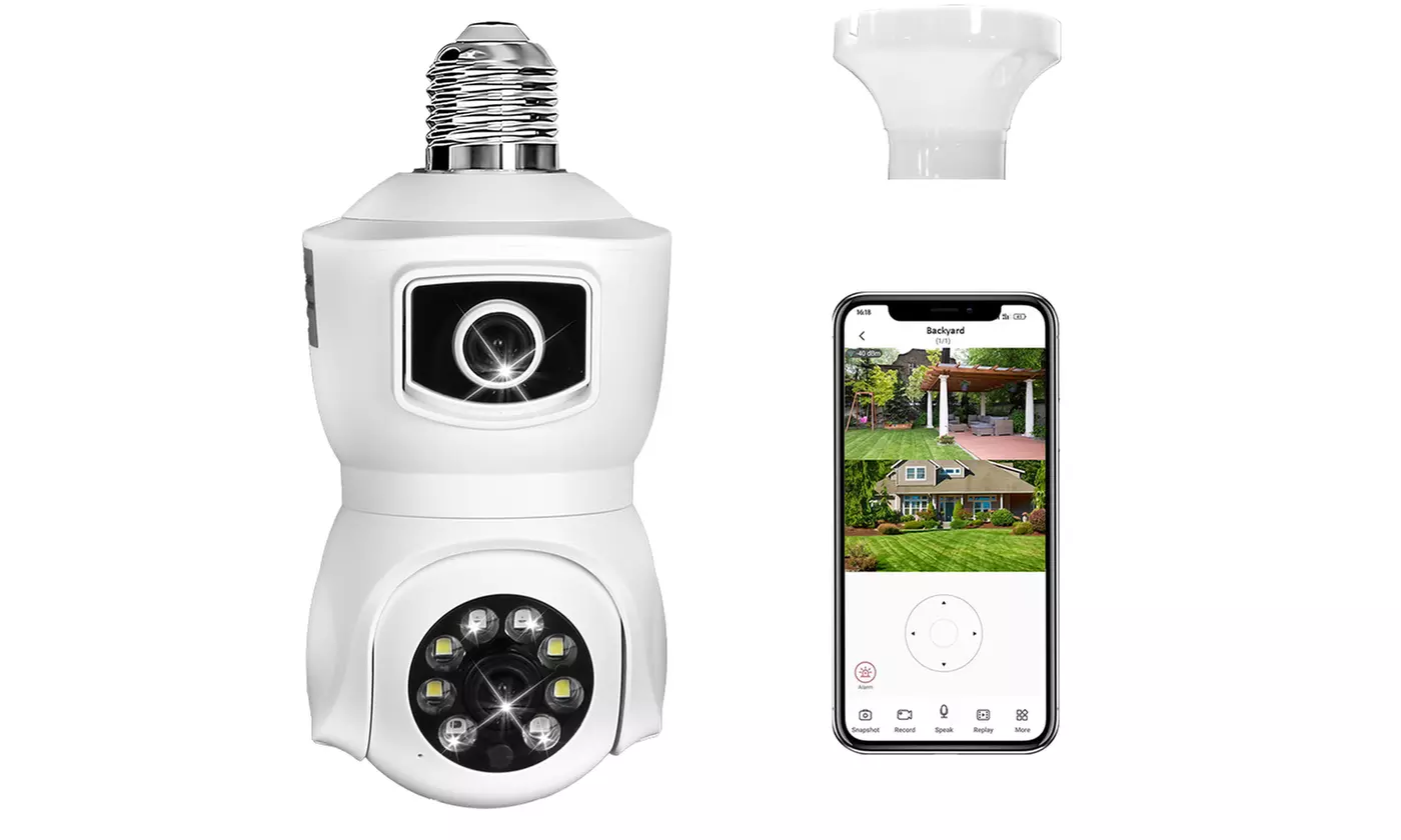 iMounTEK 1080P Dual Lens E27 WiFi Security Camera with AI Alerts and App Control