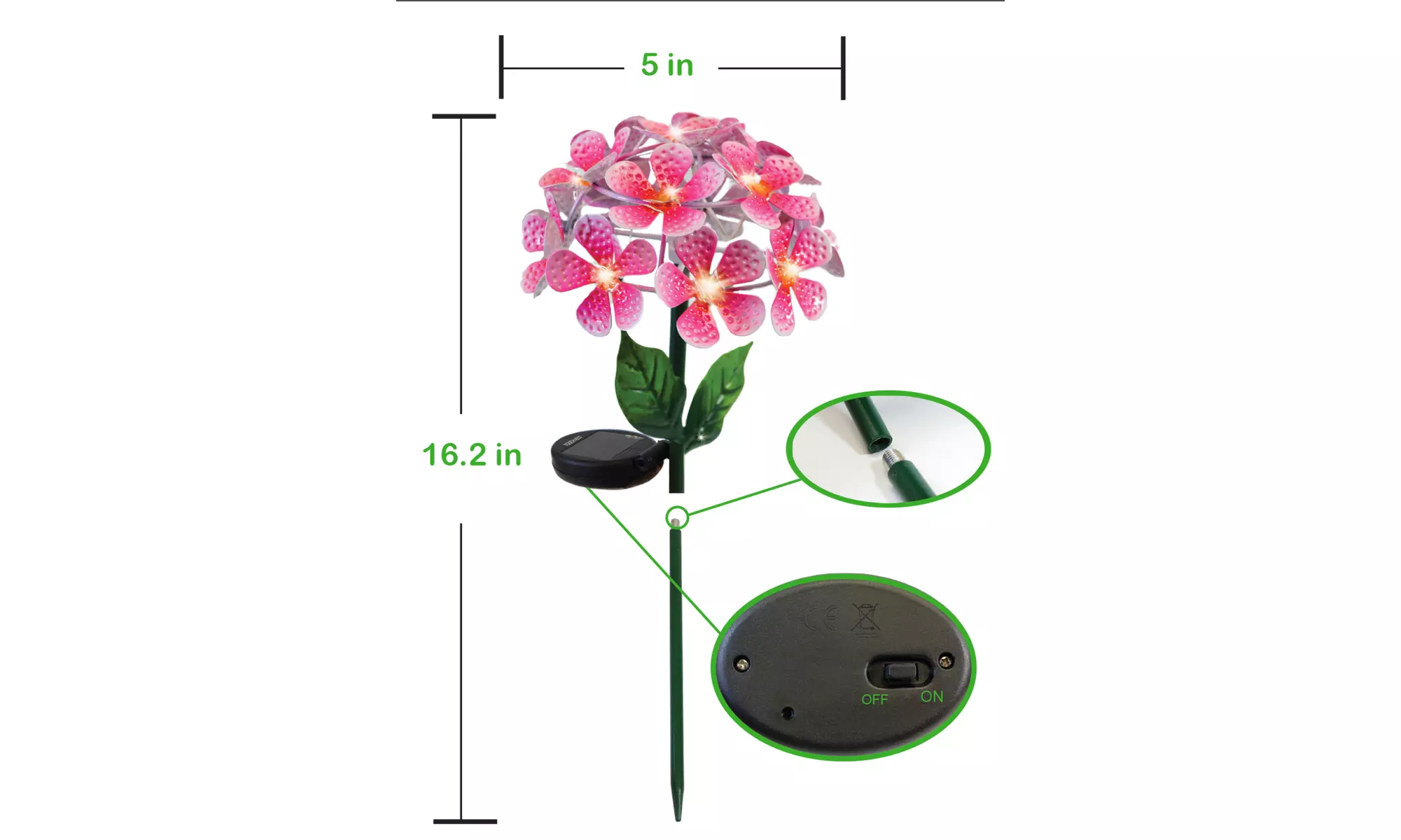 Touch Of ECO Solar LED Metal Flower Stake Lights(1-,2- or 3-Pack)