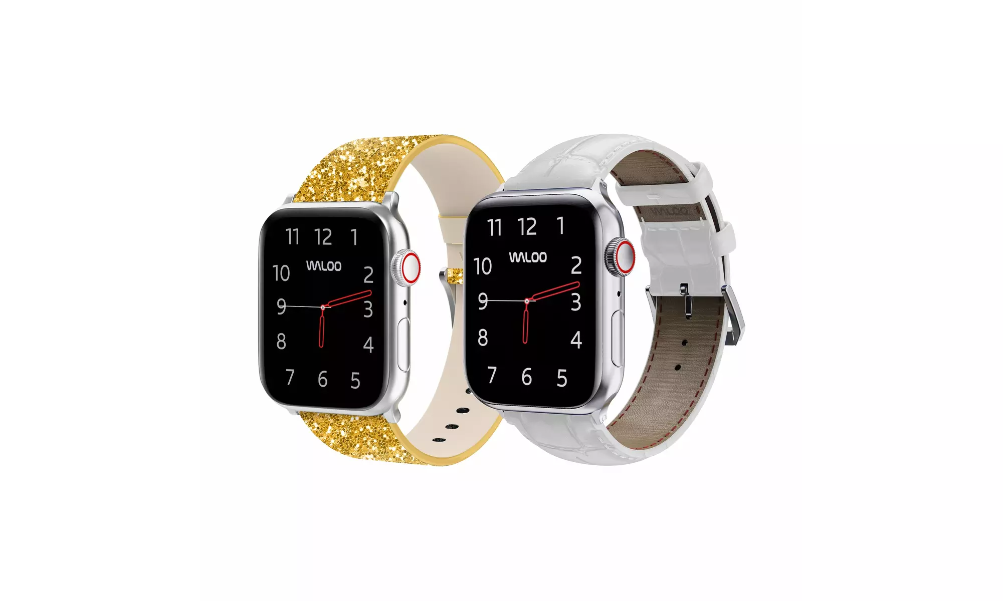 Waloo 2-Pack Leather Bling and Crocodile Embossed Apple Watch Bands