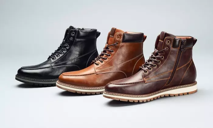 Men's Casual Moc Toe Boot with Zipper (Sizes 10-13) - Primary Image