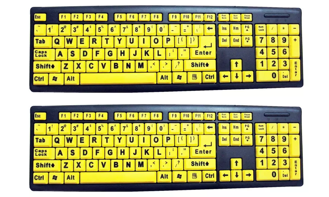2- Big Bright EZ See Keyboard High Contrast Large Print Keys Visually Impaired  - Primary Image