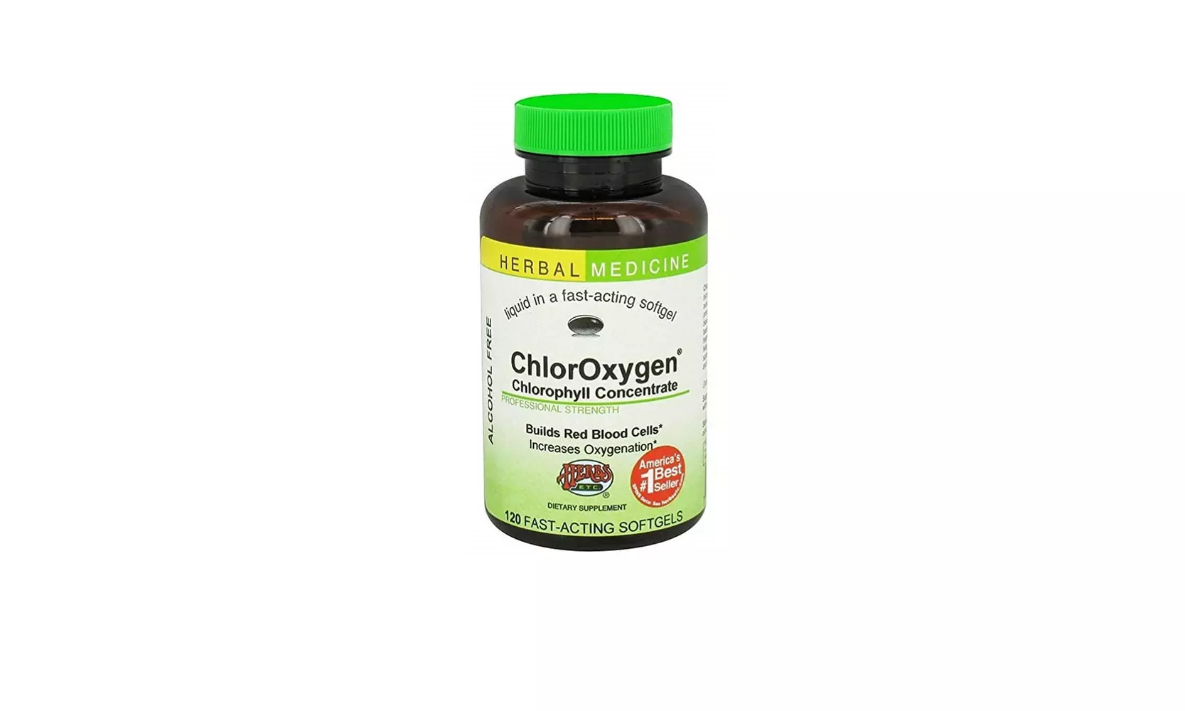 Herbs Etc ChlorOxygen Chlorophyll Concentrate Alcohol Free 120  Softgels - Second Medium