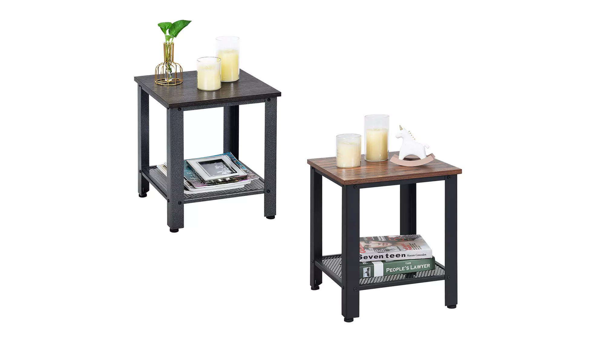 Costway End Table 2-Tier Side Table W/Storage Shelf Rustic Sofa Table 2color - Primary Image