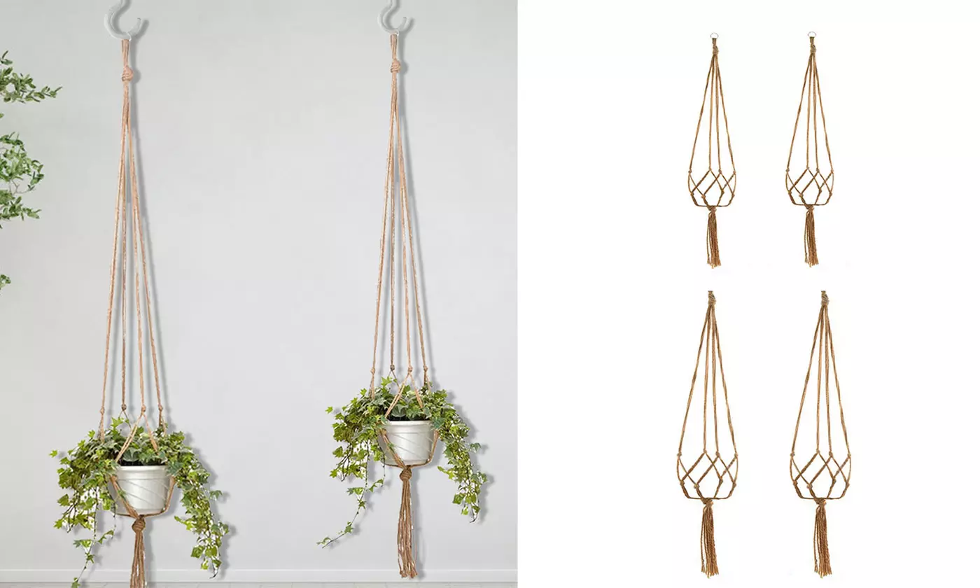 Pack of 2 Indoor Outdoor Hanging Pot Rope Net Macrame Plant Hanger - Primary Image