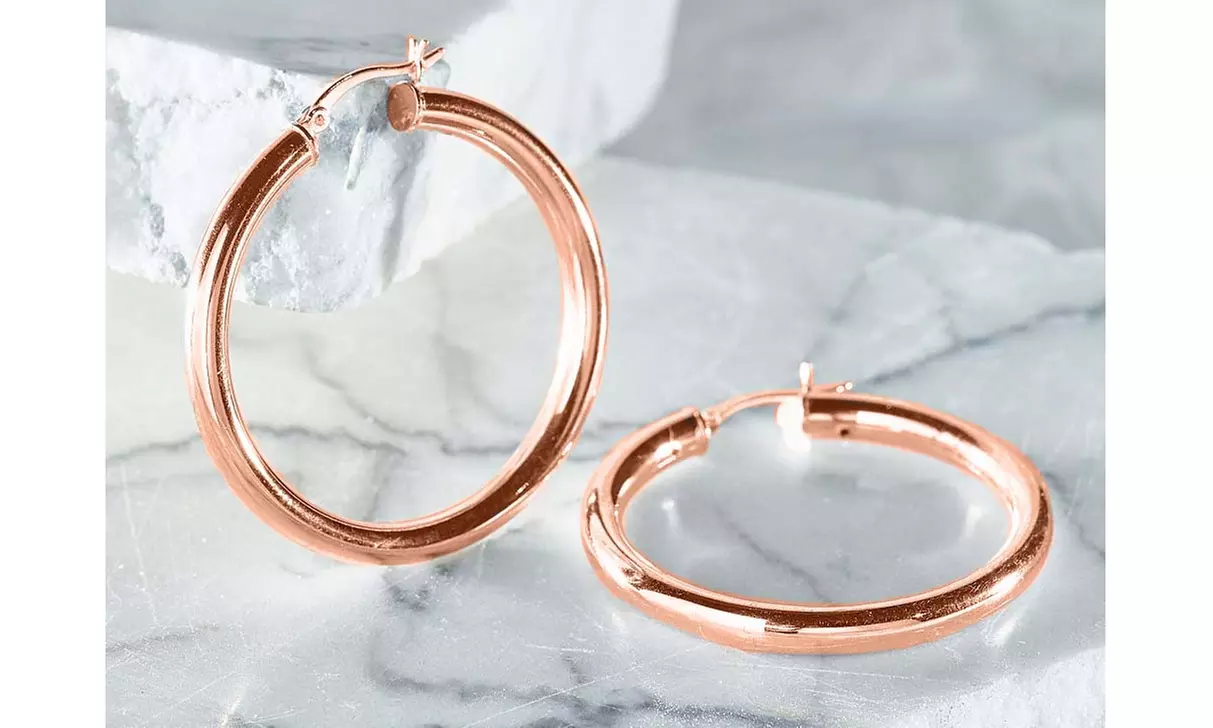 Solid sterling Silver 25mm Classic French Lock Hoops